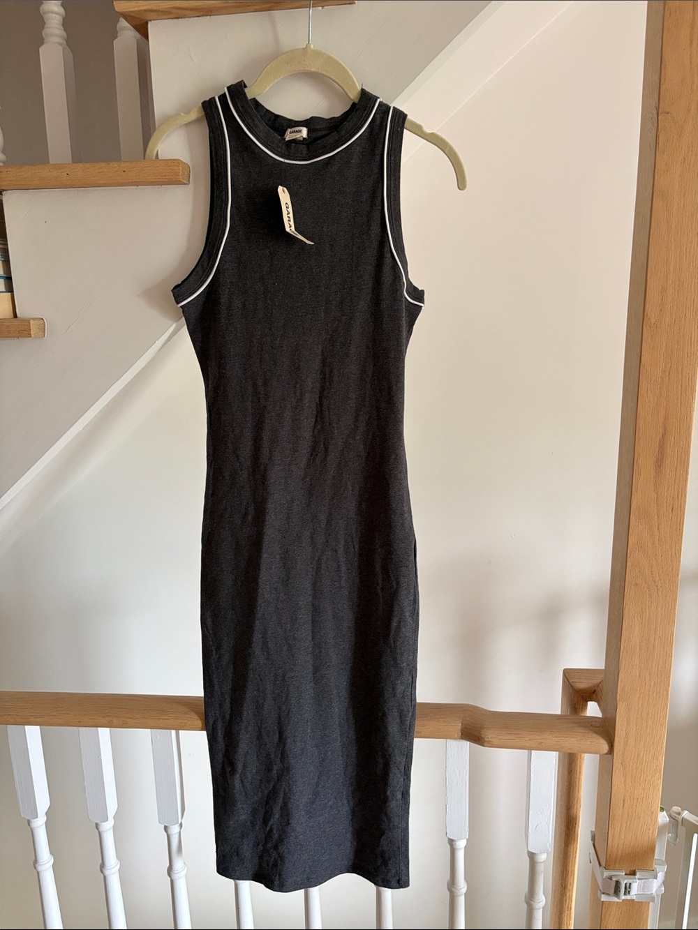 Garage Black Midi Tank Dress with White Contrast Trim
